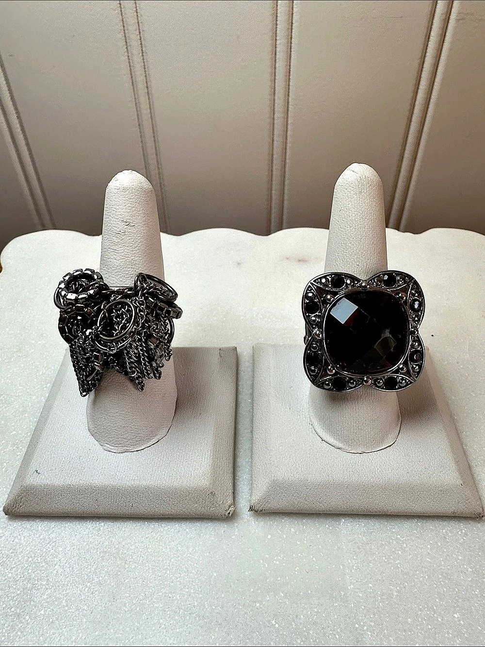 Silver Stretch Statement Rings Like New